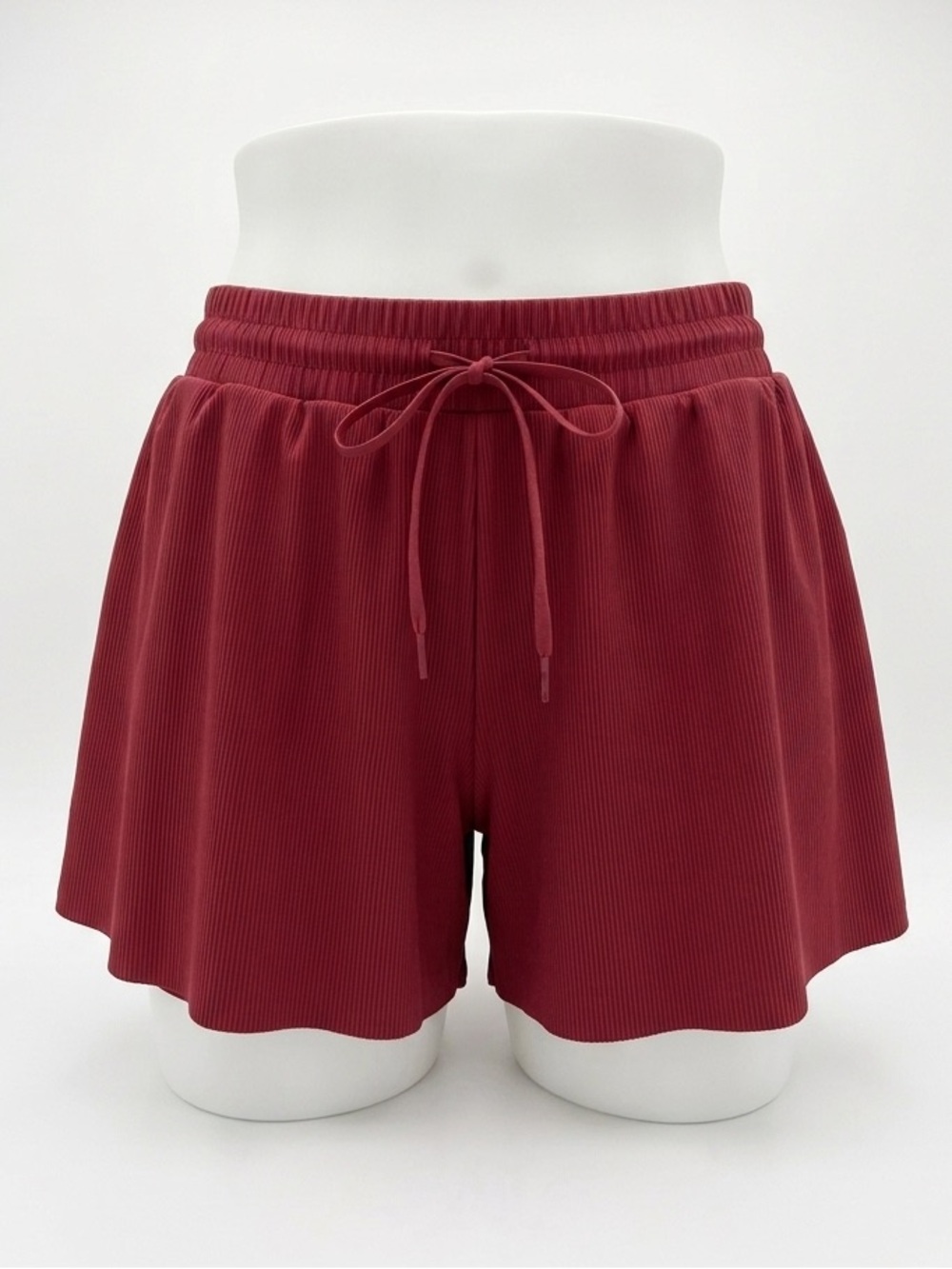 Yogalicious Ribbed Whitney 2-in-1 Running Shorts Red Large
